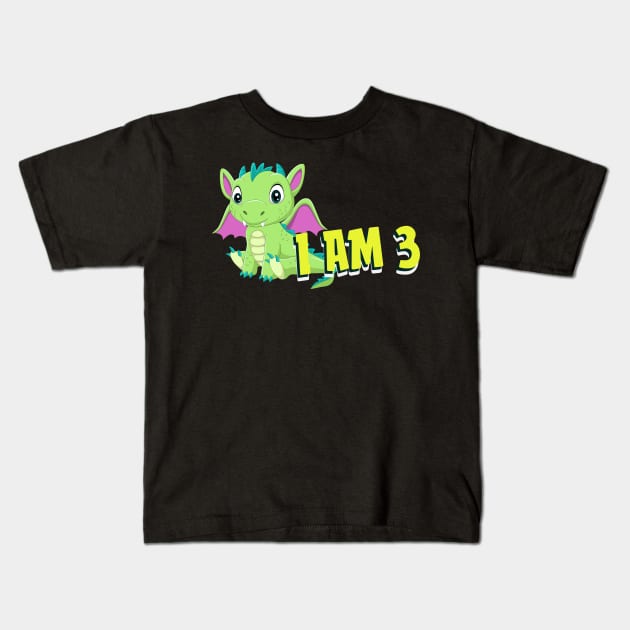 Baby Dragon 3 Years Child Birthday Kids T-Shirt by Foxxy Merch